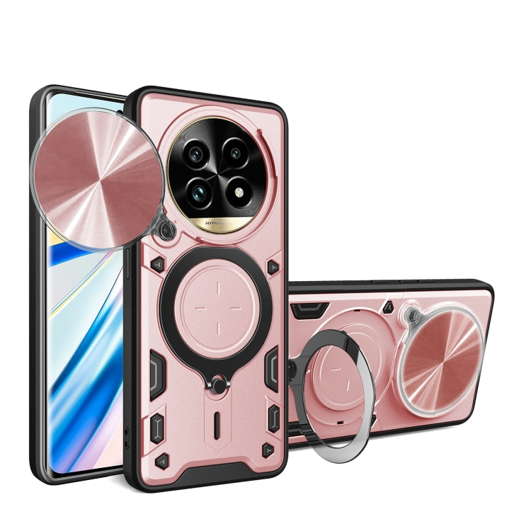 Custodia per telefono con supporto magnetico per camshield scorrevole con texture CD, For Realme P3 Ultra 5G India, For Realme 14 Pro+ 5G, For Realme C75 4G / 14x 5G Global, For Realme 13 Pro 5G / 13 Pro+ 5G