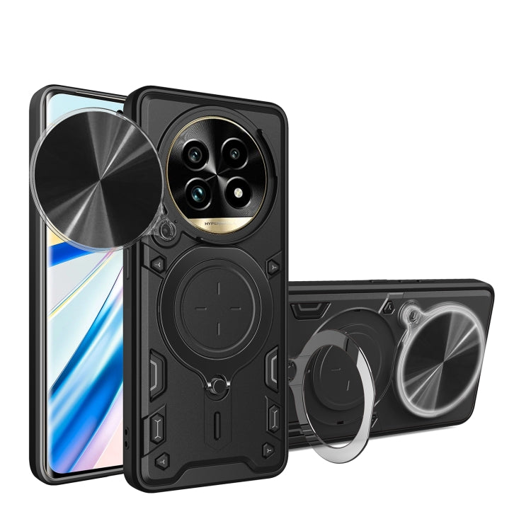 Custodia per telefono con supporto magnetico per camshield scorrevole con texture CD, For Realme P3 Ultra 5G India, For Realme 14 Pro+ 5G, For Realme C75 4G / 14x 5G Global, For Realme 13 Pro 5G / 13 Pro+ 5G