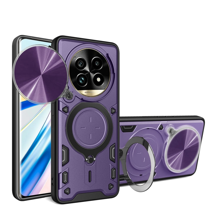 Custodia per telefono con supporto magnetico per camshield scorrevole con texture CD, For Realme P3 Ultra 5G India, For Realme 14 Pro+ 5G, For Realme C75 4G / 14x 5G Global, For Realme 13 Pro 5G / 13 Pro+ 5G
