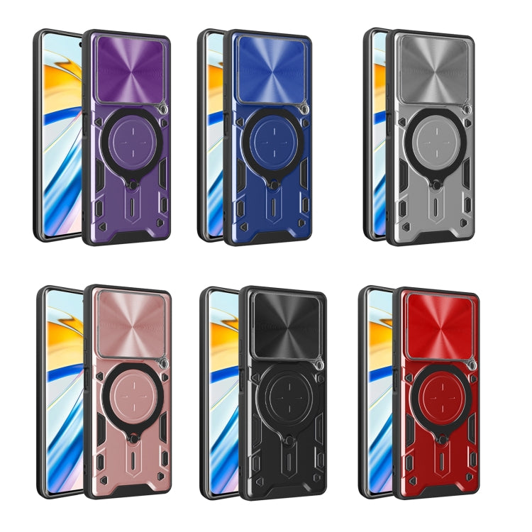 Custodia per telefono con supporto magnetico per camshield scorrevole con texture CD, For Realme C61 / C63, For Realme GT 6T, For Realme 12 5G Global, For Realme 12 Pro / 12 Pro+ / 12+