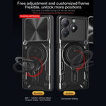Custodia per telefono con supporto magnetico per camshield scorrevole con texture CD, For Realme C61 / C63, For Realme GT 6T, For Realme 12 5G Global, For Realme 12 Pro / 12 Pro+ / 12+