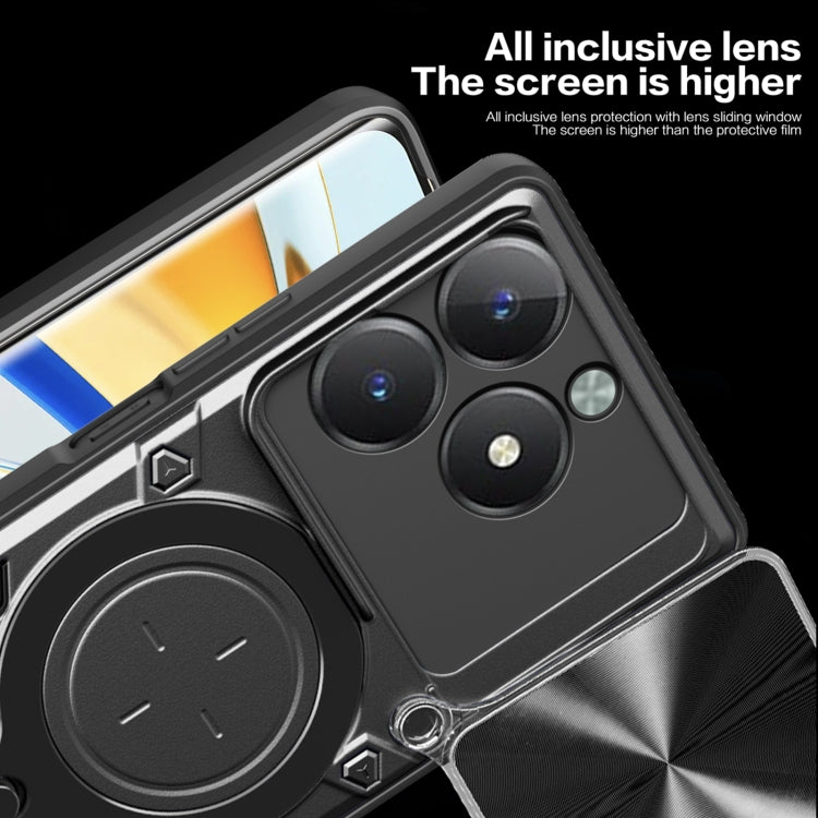 Custodia per telefono con supporto magnetico per camshield scorrevole con texture CD, For Realme C61 / C63, For Realme GT 6T, For Realme 12 5G Global, For Realme 12 Pro / 12 Pro+ / 12+