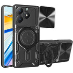Custodia per telefono con supporto magnetico per camshield scorrevole con texture CD, For Realme C61 / C63, For Realme GT 6T, For Realme 12 5G Global, For Realme 12 Pro / 12 Pro+ / 12+