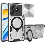 Custodia per telefono con supporto magnetico per camshield scorrevole con texture CD, For Realme C61 / C63, For Realme GT 6T, For Realme 12 5G Global, For Realme 12 Pro / 12 Pro+ / 12+