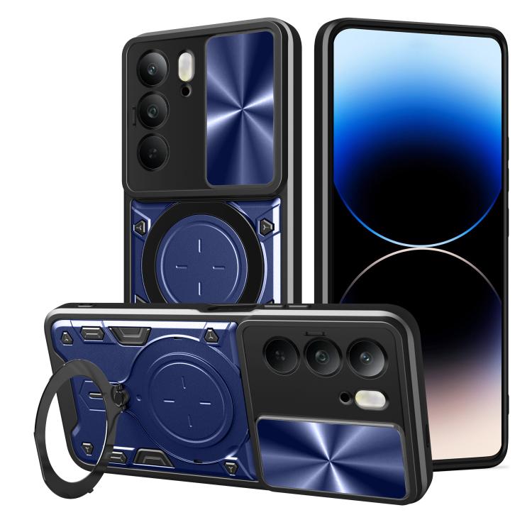 Custodia per telefono con supporto magnetico per camshield scorrevole con texture CD, For Realme P3 Ultra 5G India, For Realme 14 Pro+ 5G, For Realme C75 4G / 14x 5G Global, For Realme 13 Pro 5G / 13 Pro+ 5G