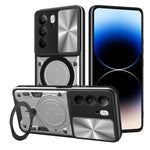 Custodia per telefono con supporto magnetico per camshield scorrevole con texture CD, For Realme P3 Ultra 5G India, For Realme 14 Pro+ 5G, For Realme C75 4G / 14x 5G Global, For Realme 13 Pro 5G / 13 Pro+ 5G
