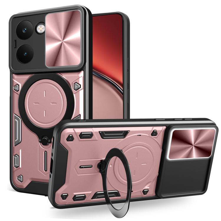 Custodia per telefono con supporto magnetico per camshield scorrevole con texture CD, For Realme P3 Ultra 5G India, For Realme 14 Pro+ 5G, For Realme C75 4G / 14x 5G Global, For Realme 13 Pro 5G / 13 Pro+ 5G