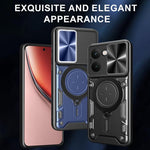 Custodia per telefono con supporto magnetico per camshield scorrevole con texture CD, For Realme P3 Ultra 5G India, For Realme 14 Pro+ 5G, For Realme C75 4G / 14x 5G Global, For Realme 13 Pro 5G / 13 Pro+ 5G
