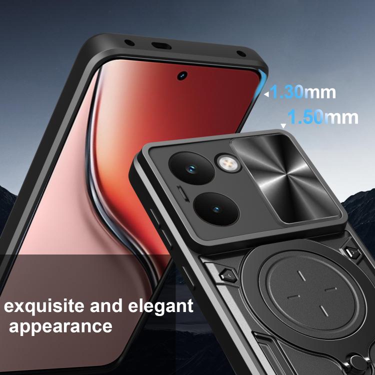 Custodia per telefono con supporto magnetico per camshield scorrevole con texture CD, For Realme P3 Ultra 5G India, For Realme 14 Pro+ 5G, For Realme C75 4G / 14x 5G Global, For Realme 13 Pro 5G / 13 Pro+ 5G