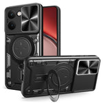 Custodia per telefono con supporto magnetico per camshield scorrevole con texture CD, For Realme P3 Ultra 5G India, For Realme 14 Pro+ 5G, For Realme C75 4G / 14x 5G Global, For Realme 13 Pro 5G / 13 Pro+ 5G