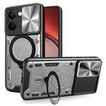 Custodia per telefono con supporto magnetico per camshield scorrevole con texture CD, For Realme P3 Ultra 5G India, For Realme 14 Pro+ 5G, For Realme C75 4G / 14x 5G Global, For Realme 13 Pro 5G / 13 Pro+ 5G