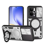 Custodia per telefono con supporto magnetico per camshield scorrevole con texture CD, For Realme P4 Power 5G, For Realme 16 Pro / 16 Pro+ 5G, For Realme 15x 5G, For Realme P3 5G / 14 5G Global