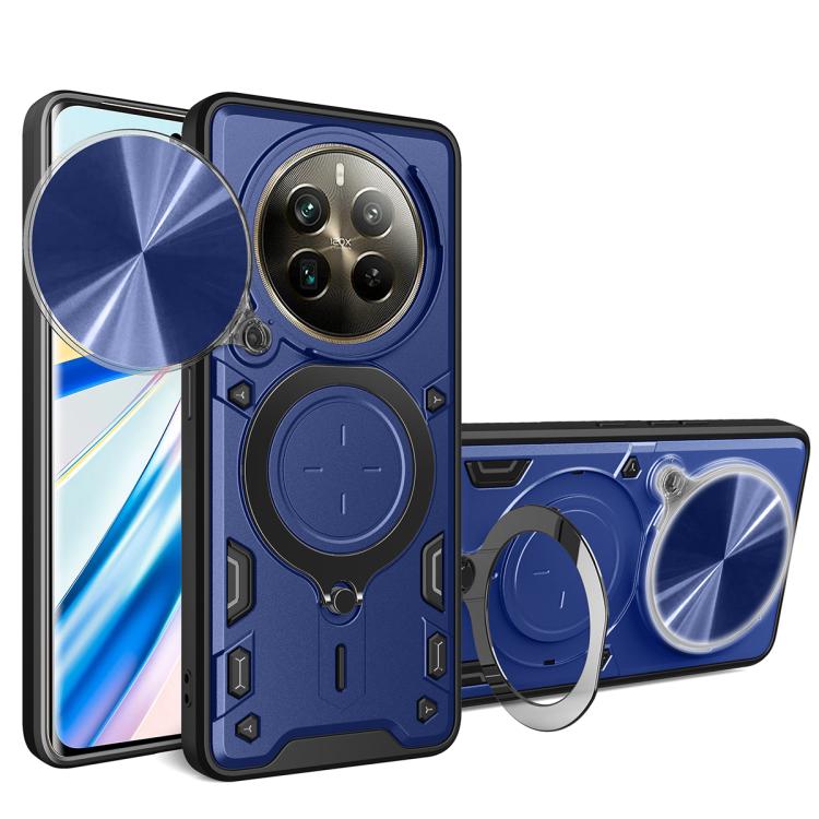 Custodia per telefono con supporto magnetico per camshield scorrevole con texture CD, For Realme C61 / C63, For Realme GT 6T, For Realme 12 5G Global, For Realme 12 Pro / 12 Pro+ / 12+