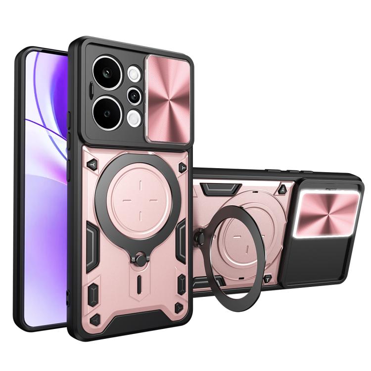 Custodia per telefono con supporto magnetico per camshield scorrevole con texture CD, For Realme P4 Power 5G, For Realme 16 Pro / 16 Pro+ 5G, For Realme 15x 5G, For Realme P3 5G / 14 5G Global