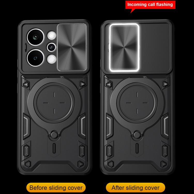 Custodia per telefono con supporto magnetico per camshield scorrevole con texture CD, For Realme P4 Power 5G, For Realme 16 Pro / 16 Pro+ 5G, For Realme 15x 5G, For Realme P3 5G / 14 5G Global