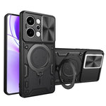 Custodia per telefono con supporto magnetico per camshield scorrevole con texture CD, For Realme P4 Power 5G, For Realme 16 Pro / 16 Pro+ 5G, For Realme 15x 5G, For Realme P3 5G / 14 5G Global