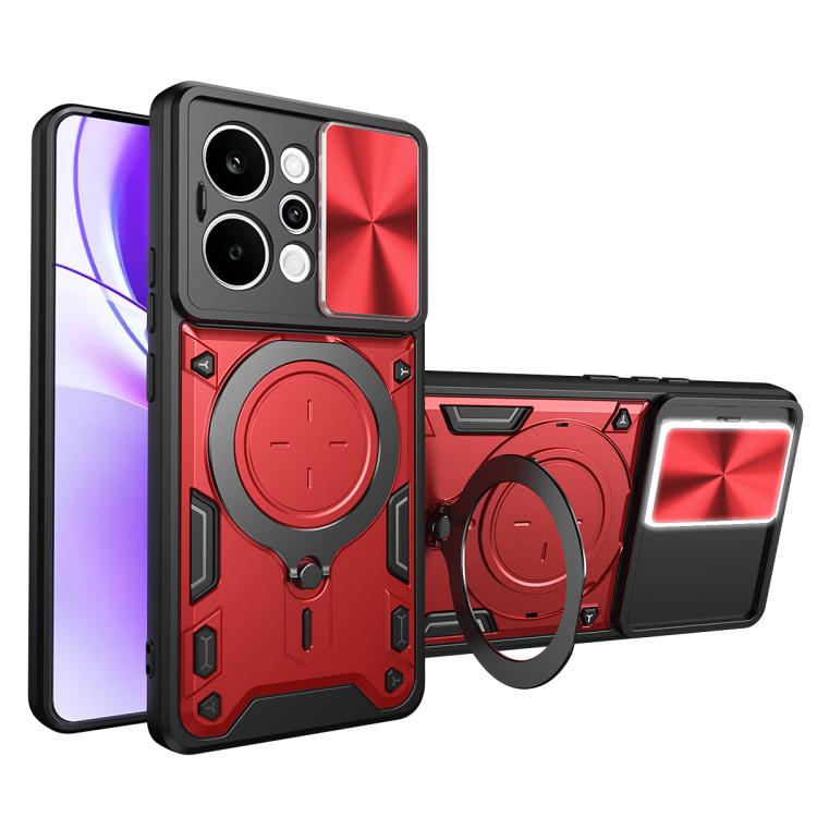 Custodia per telefono con supporto magnetico per camshield scorrevole con texture CD, For Realme P4 Power 5G, For Realme 16 Pro / 16 Pro+ 5G, For Realme 15x 5G, For Realme P3 5G / 14 5G Global