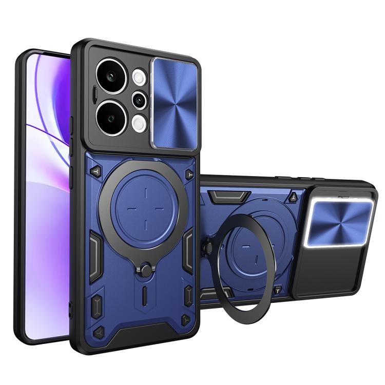 Custodia per telefono con supporto magnetico per camshield scorrevole con texture CD, For Realme P4 Power 5G, For Realme 16 Pro / 16 Pro+ 5G, For Realme 15x 5G, For Realme P3 5G / 14 5G Global