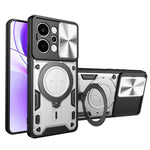 Custodia per telefono con supporto magnetico per camshield scorrevole con texture CD, For Realme P4 Power 5G, For Realme 16 Pro / 16 Pro+ 5G, For Realme 15x 5G, For Realme P3 5G / 14 5G Global