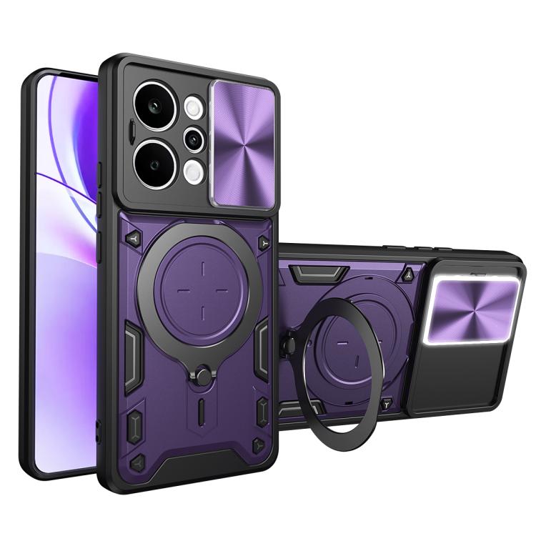 Custodia per telefono con supporto magnetico per camshield scorrevole con texture CD, For Realme P4 Power 5G, For Realme 16 Pro / 16 Pro+ 5G, For Realme 15x 5G, For Realme P3 5G / 14 5G Global