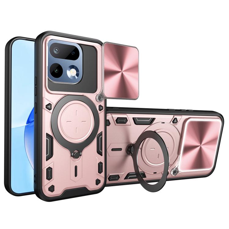 Custodia per telefono con supporto magnetico per camshield scorrevole con texture CD, For Realme P4 Power 5G, For Realme 16 Pro / 16 Pro+ 5G, For Realme 15x 5G, For Realme P3 5G / 14 5G Global