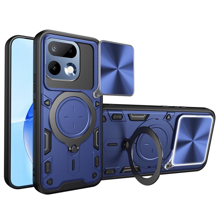 Custodia per telefono con supporto magnetico per camshield scorrevole con texture CD, For Realme P4 Power 5G, For Realme 16 Pro / 16 Pro+ 5G, For Realme 15x 5G, For Realme P3 5G / 14 5G Global