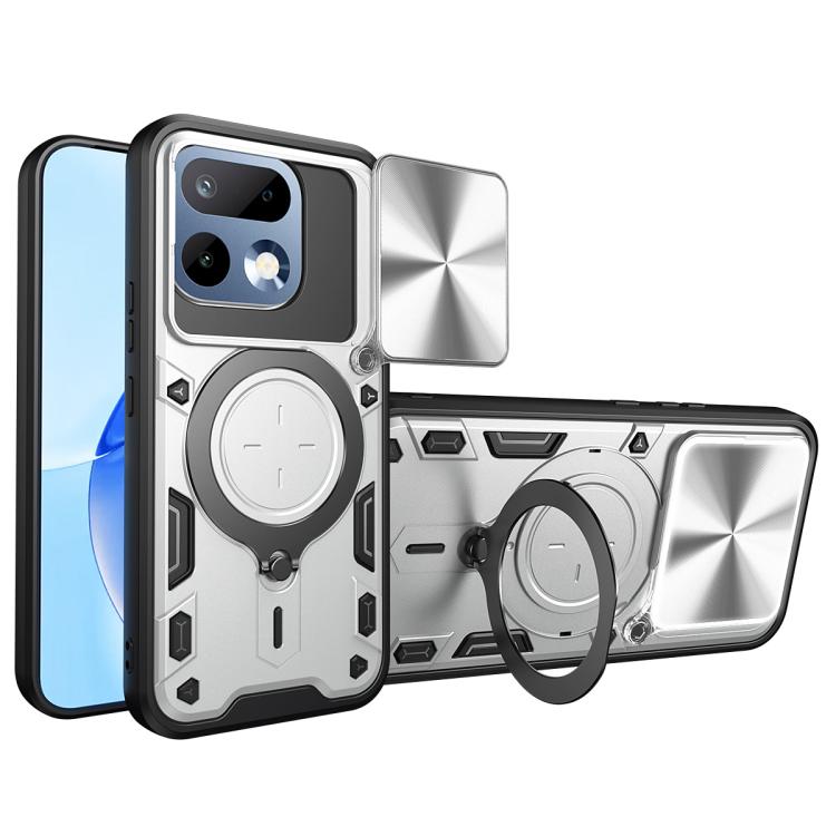Custodia per telefono con supporto magnetico per camshield scorrevole con texture CD, For Realme P4 Power 5G, For Realme 16 Pro / 16 Pro+ 5G, For Realme 15x 5G, For Realme P3 5G / 14 5G Global