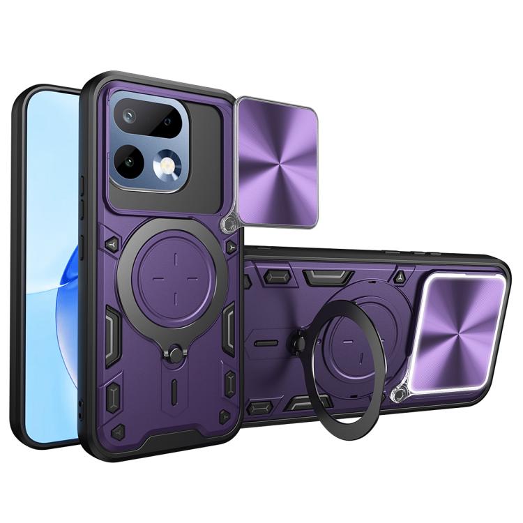 Custodia per telefono con supporto magnetico per camshield scorrevole con texture CD, For Realme P4 Power 5G, For Realme 16 Pro / 16 Pro+ 5G, For Realme 15x 5G, For Realme P3 5G / 14 5G Global