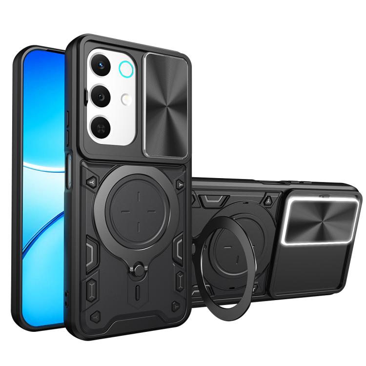 Custodia per telefono con supporto magnetico per camshield scorrevole con texture CD, For Realme P4 Power 5G, For Realme 16 Pro / 16 Pro+ 5G, For Realme 15x 5G, For Realme P3 5G / 14 5G Global