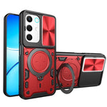 Custodia per telefono con supporto magnetico per camshield scorrevole con texture CD, For Realme P4 Power 5G, For Realme 16 Pro / 16 Pro+ 5G, For Realme 15x 5G, For Realme P3 5G / 14 5G Global