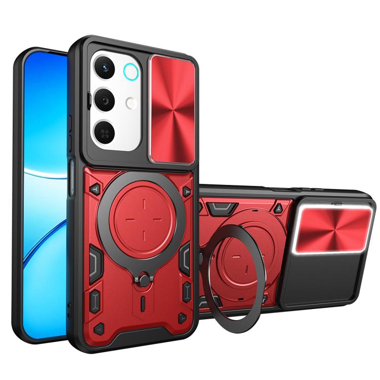 Custodia per telefono con supporto magnetico per camshield scorrevole con texture CD, For Realme P4 Power 5G, For Realme 16 Pro / 16 Pro+ 5G, For Realme 15x 5G, For Realme P3 5G / 14 5G Global