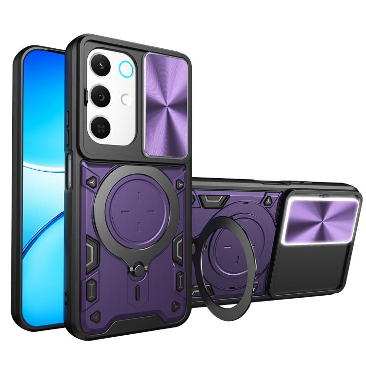 Custodia per telefono con supporto magnetico per camshield scorrevole con texture CD, For Realme P4 Power 5G, For Realme 16 Pro / 16 Pro+ 5G, For Realme 15x 5G, For Realme P3 5G / 14 5G Global