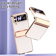 Custodia pieghevole in pelle con cerniera per Galaxy Z Flip4