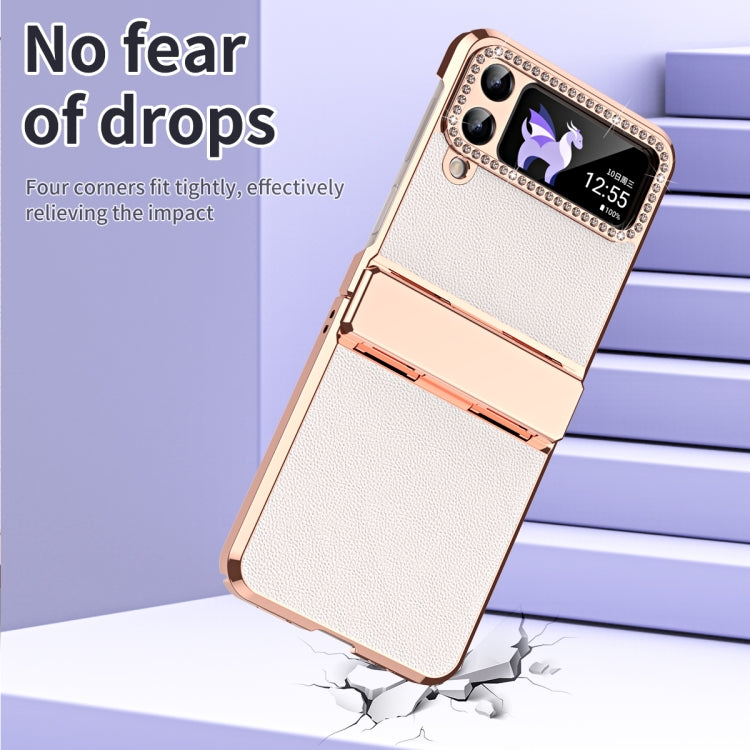 Custodia pieghevole in pelle con cerniera per Galaxy Z Flip4