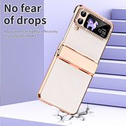 Custodia pieghevole in pelle con cerniera per Galaxy Z Flip4