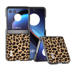 ABEEL Custodia per telefono leopardata con bordo nero, For Motorola Razr 50, For Motorola Razr 40, For Motorola Razr 40 Ultra
