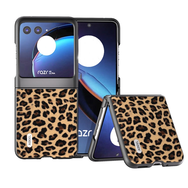 ABEEL Custodia per telefono leopardata con bordo nero, For Motorola Razr 50, For Motorola Razr 40, For Motorola Razr 40 Ultra