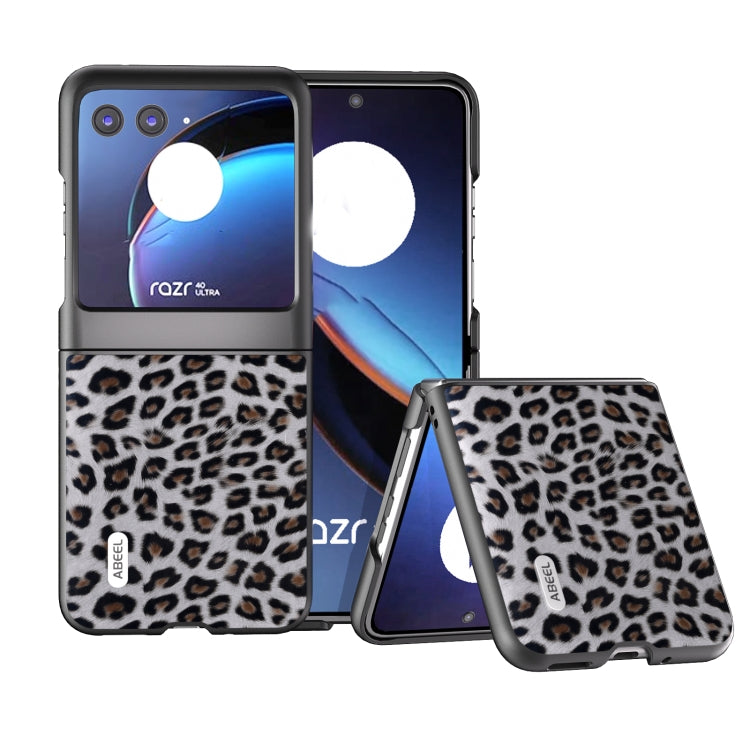ABEEL Custodia per telefono leopardata con bordo nero, For Motorola Razr 50, For Motorola Razr 40, For Motorola Razr 40 Ultra