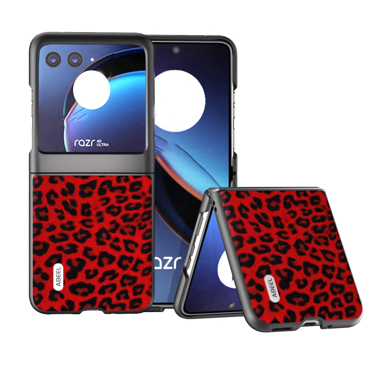 ABEEL Custodia per telefono leopardata con bordo nero, For Motorola Razr 50, For Motorola Razr 40, For Motorola Razr 40 Ultra