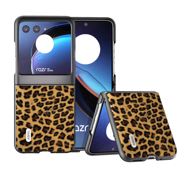 ABEEL Custodia per telefono leopardata con bordo nero, For Motorola Razr 50, For Motorola Razr 40, For Motorola Razr 40 Ultra
