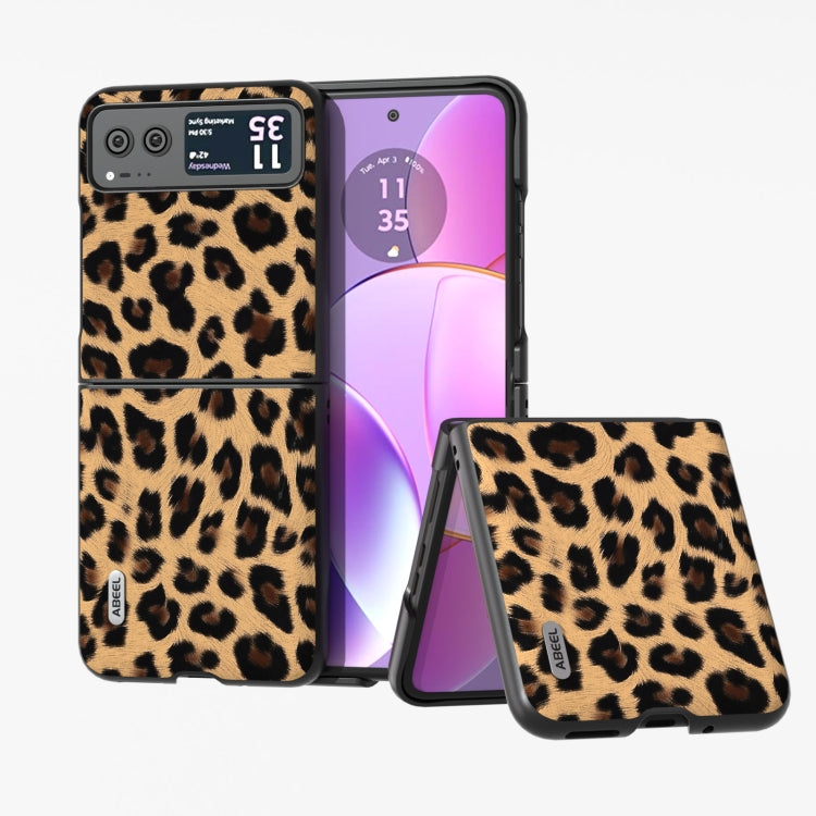 ABEEL Custodia per telefono leopardata con bordo nero, For Motorola Razr 50, For Motorola Razr 40, For Motorola Razr 40 Ultra