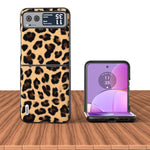 ABEEL Custodia per telefono leopardata con bordo nero, For Motorola Razr 50, For Motorola Razr 40, For Motorola Razr 40 Ultra