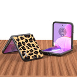ABEEL Custodia per telefono leopardata con bordo nero, For Motorola Razr 50, For Motorola Razr 40, For Motorola Razr 40 Ultra