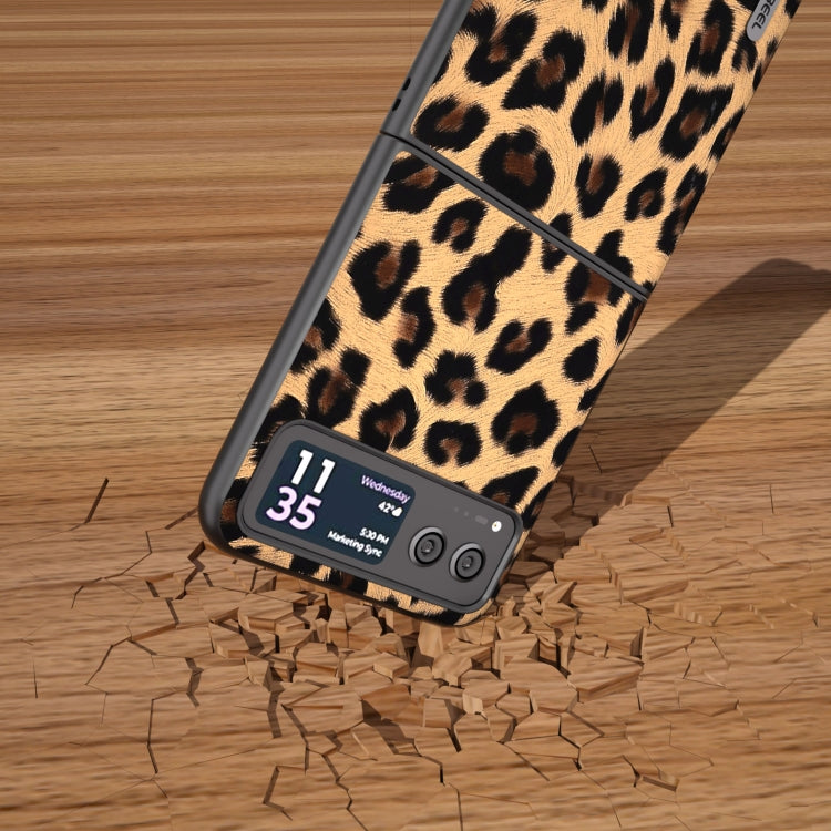ABEEL Custodia per telefono leopardata con bordo nero, For Motorola Razr 50, For Motorola Razr 40, For Motorola Razr 40 Ultra