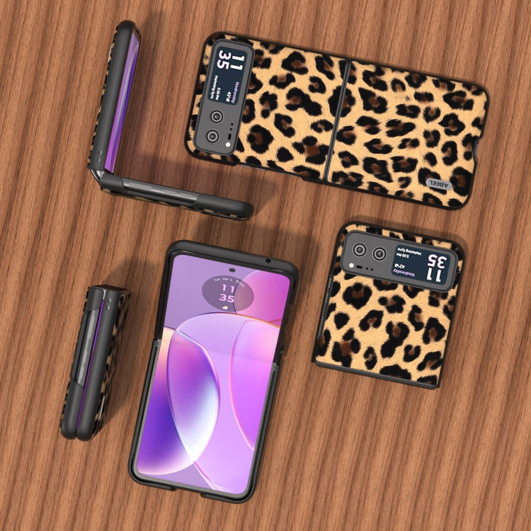 ABEEL Custodia per telefono leopardata con bordo nero, For Motorola Razr 50, For Motorola Razr 40, For Motorola Razr 40 Ultra