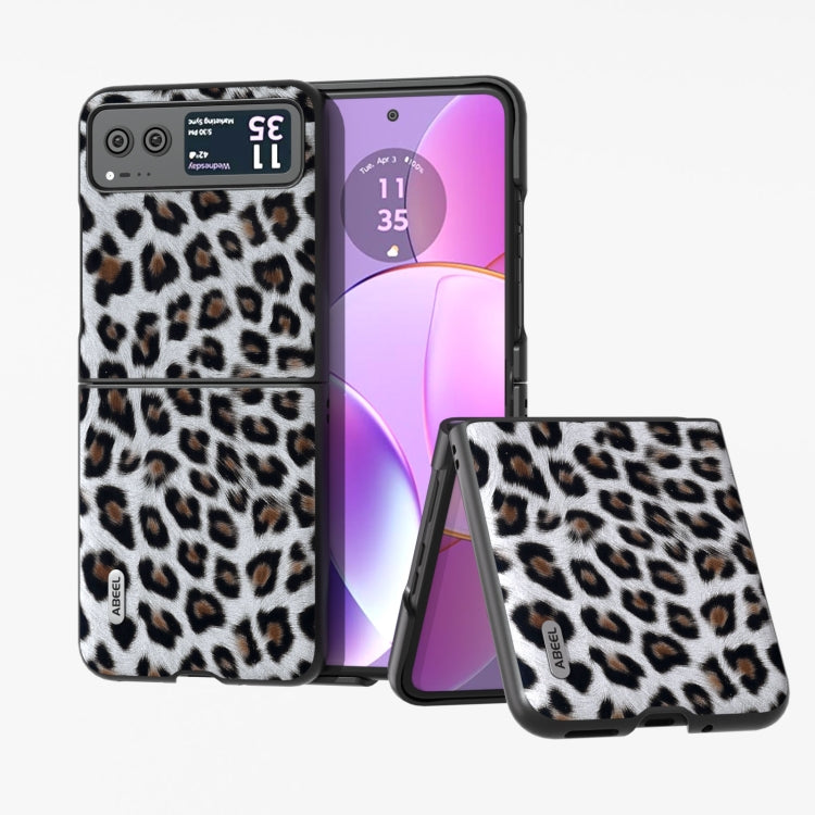 ABEEL Custodia per telefono leopardata con bordo nero, For Motorola Razr 50, For Motorola Razr 40, For Motorola Razr 40 Ultra