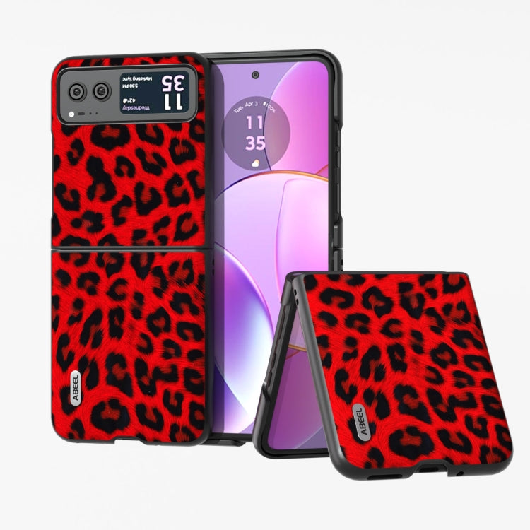 ABEEL Custodia per telefono leopardata con bordo nero, For Motorola Razr 50, For Motorola Razr 40, For Motorola Razr 40 Ultra