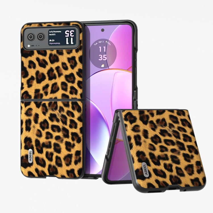 ABEEL Custodia per telefono leopardata con bordo nero, For Motorola Razr 50, For Motorola Razr 40, For Motorola Razr 40 Ultra