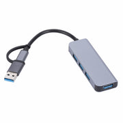 2301 4 in 1 Adattatore HUB per docking station multifunzione da USB+USB-C/Tipo-C a USB, 2301