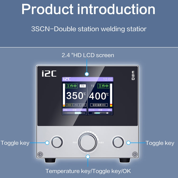 Stazione di saldatura doppia intelligente i2C 3SCN con base RS100, A Set, B Set